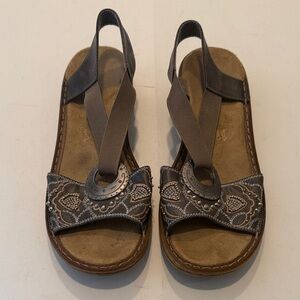 Rieker Gray and Brown Women's Sandals